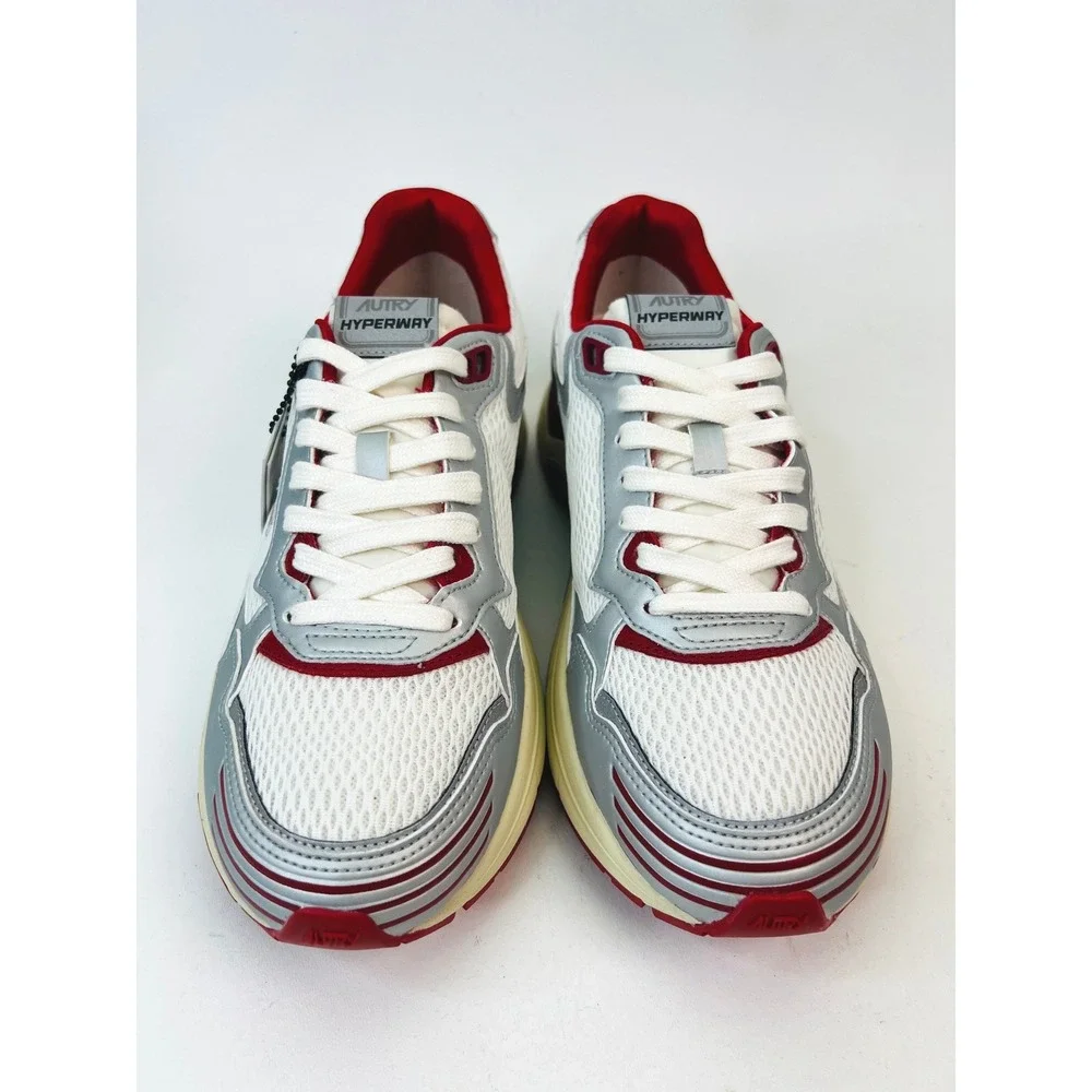 Autry Hyperway Low Mens Sneakers Silver Red White Mesh HYLMMV01 Sz 42 EU / 9 US‎